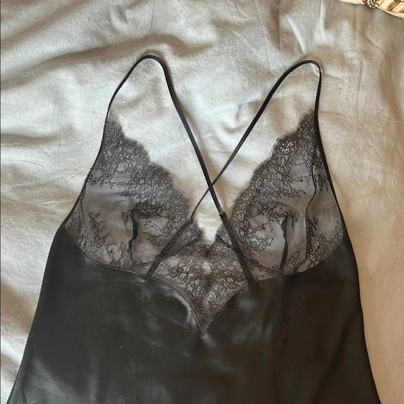 Victoria's Secret Black Silky Lace Slip